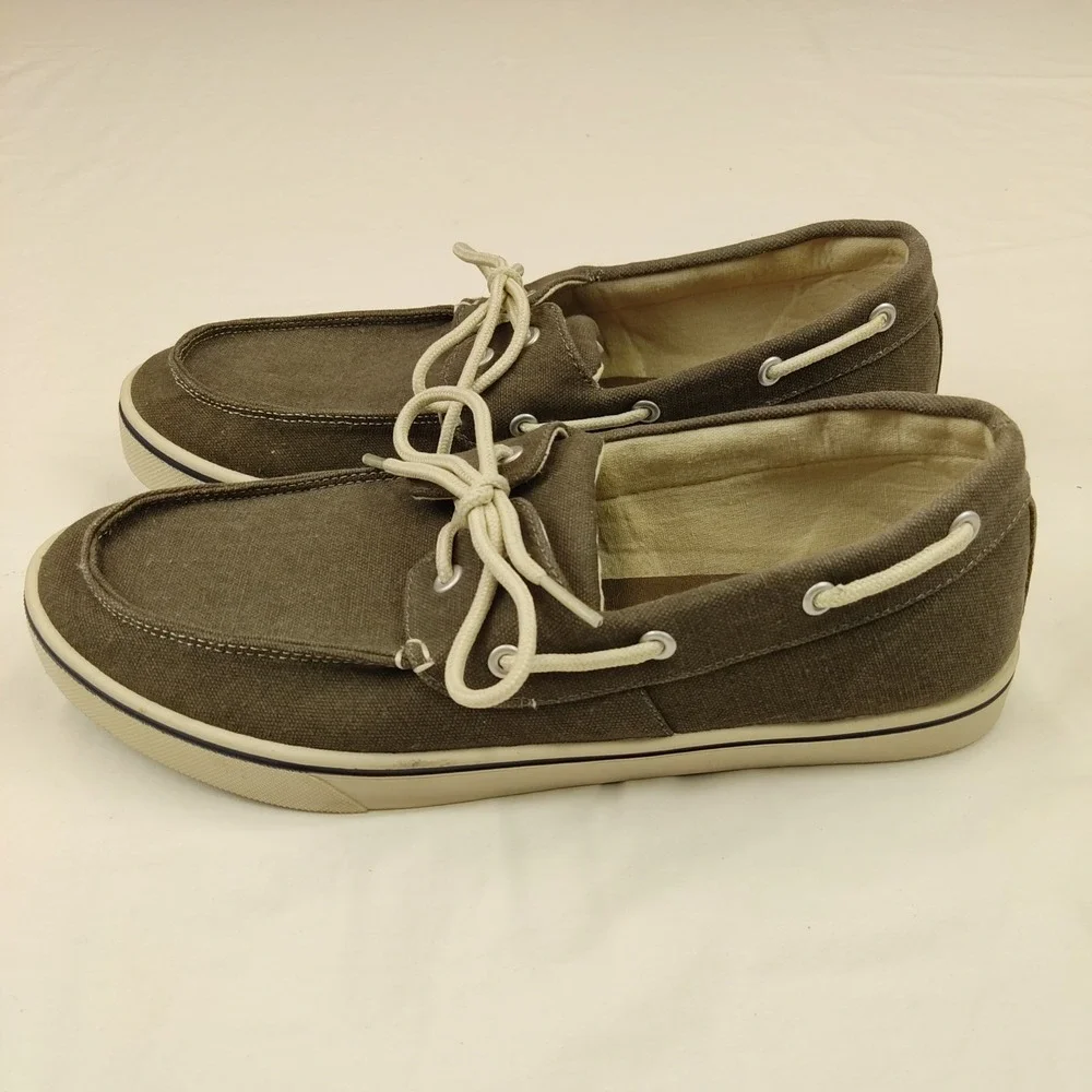 FADED GLORY Men's CANVAS  Khaki  boat shoes‎ size 12